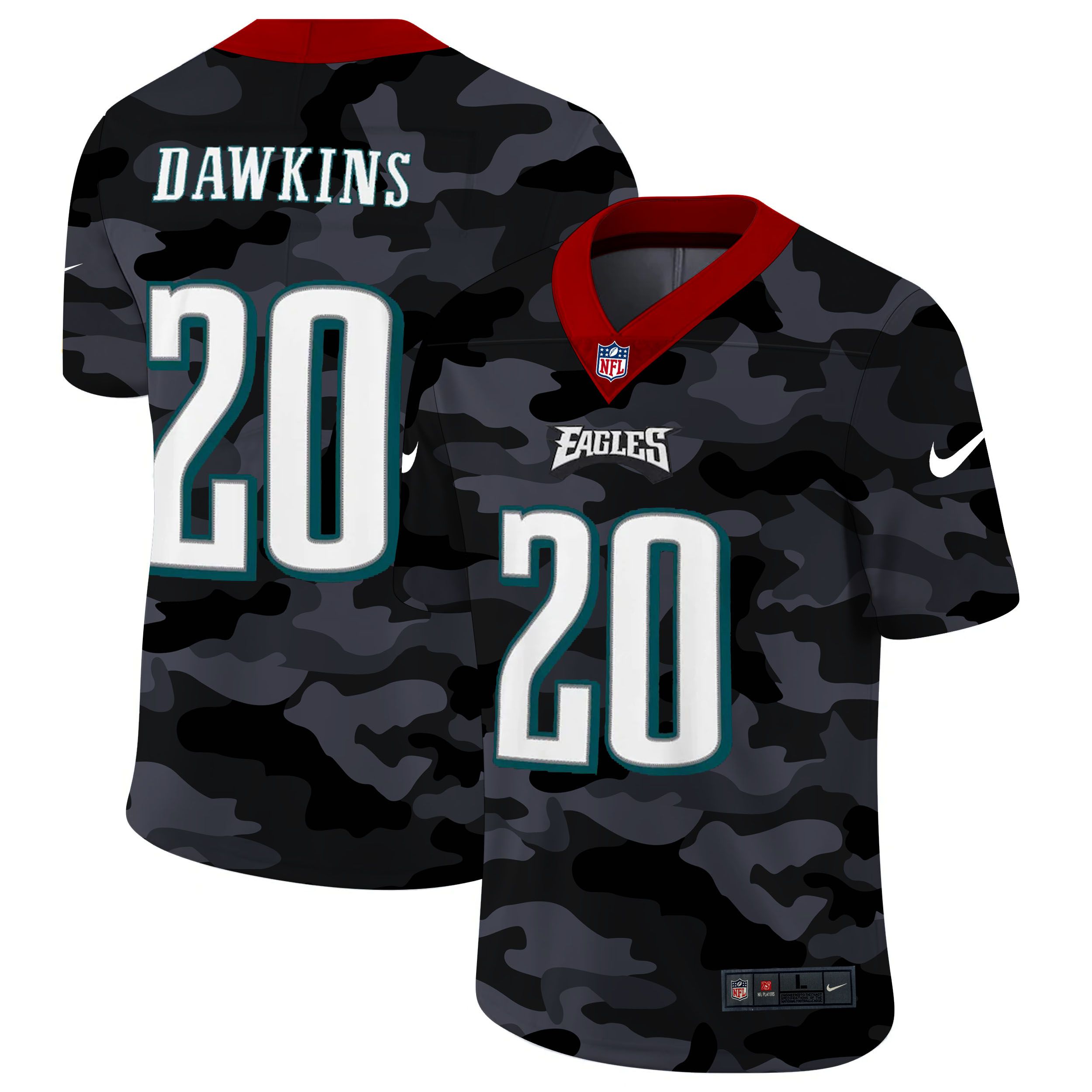 Men Philadelphia Eagles #20 Dawklns 2020 Nike Camo Salute to Service Limited NFL Jerseys->miami dolphins->NFL Jersey